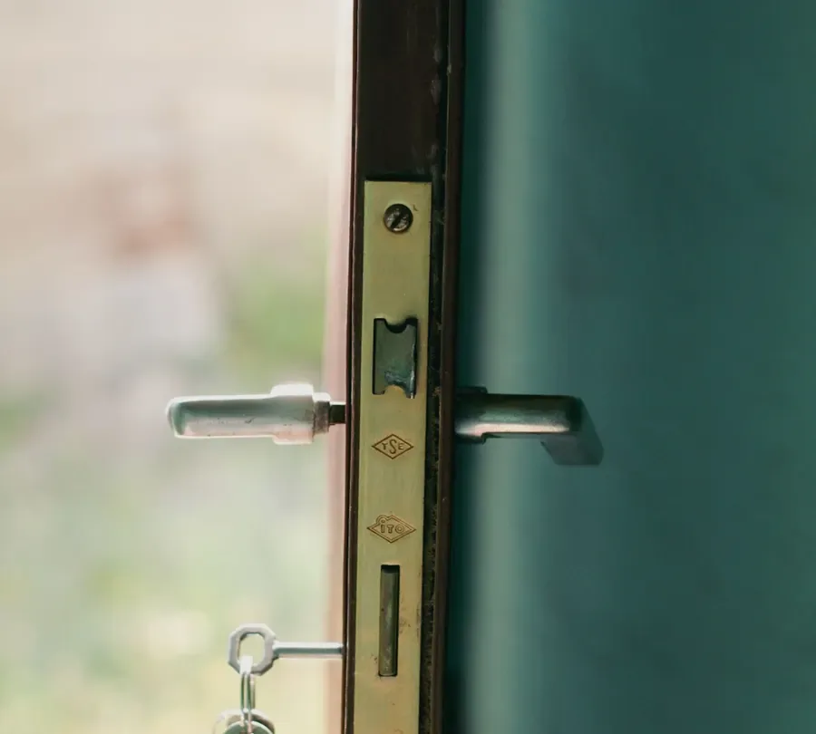 Open door showing the locking edge and handle – checking for lock repair or replacement in Lancing with the door open, Locksmith Lancing